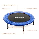 Ancheer Trampolin,Indoortrampolin,Gartentrampolin,Belastbarkeit ca. 100 kg, 6-8 stabile Füße + Sicherheitspolster rundherum,viermal gefaltet,hälfte gefaltet ,nicht gefaltet,Durchmesser Ø ca. 91-137cm - 2