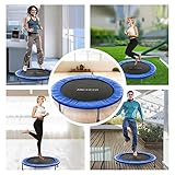 Ancheer Trampolin,Indoortrampolin,Gartentrampolin,Belastbarkeit ca. 100 kg, 6-8 stabile Füße + Sicherheitspolster rundherum,viermal gefaltet,hälfte gefaltet ,nicht gefaltet,Durchmesser Ø ca. 91-137cm - 7