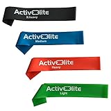 ActiveElite ✮ 4 verschiedene Fitnessbänder / Trainingsbänder / Gymnastikbänder / Übungsbänder in einem Set (Leicht, Mittel, Schwer und EXTRA-Schwer) ✮ Aus 100% Naturlatex ✮ BONUS: Transportbeutel für die Bänder - 3