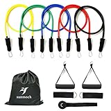 [Updated Version] Sunmoch Resistance Bands Set-5 Widerstandsbänder aus Latex + Griffe, Türanker & Fußschlaufen - Ganz-Körper-Workout Fitnessbänder für Heimfitness / Reisen Fitness / Muskel