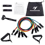 [Updated Version] Sunmoch Resistance Bands Set-5 Widerstandsbänder aus Latex + Griffe, Türanker & Fußschlaufen – Ganz-Körper-Workout Fitnessbänder für Heimfitness / Reisen Fitness / Muskel - 9