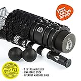 TeamSoda Fitness Massage-Set: 2 in 1 Faszienroller + doppelter Lacrosse Massageball + Massage Roller Stick - 2