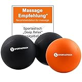 Premium Massageball Set "Deep Relax" von Sportastisch :: 2 hochwertige Massagebälle im Set: Einzelball und Duoball :: in geprüfter Qualität :: verschiedene Zonen :: mittlerer Härtegrad, ideal für Einsteiger oder Fortgeschrittene :: ideal zur Behandlung schmerzender Faszien :: optimales Training für Rücken, Wirbelsäule, Arm und Schultern: inklusive 3 Jahren Sportastisch Produktgarantie