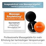 Premium Massageball Set “Deep Relax” von Sportastisch :: 2 hochwertige Massagebälle im Set: Einzelball und Duoball :: in geprüfter Qualität :: verschiedene Zonen :: mittlerer Härtegrad, ideal für Einsteiger oder Fortgeschrittene :: ideal zur Behandlung schmerzender Faszien :: optimales Training für Rücken, Wirbelsäule, Arm und Schultern: inklusive 3 Jahren Sportastisch Produktgarantie - 2