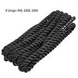 Femor 9/12/15M Schwarz Fitness Tau Trainingsseil Schlagseil Battle Rope Schlangenseil ∅ 3.8cm – mehr Stabilität - 2