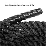 Femor 9/12/15M Schwarz Fitness Tau Trainingsseil Schlagseil Battle Rope Schlangenseil ∅ 3.8cm – mehr Stabilität - 3