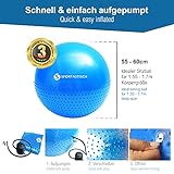 Premium Gymnastikball “Massage Gym Ball” von Sportastisch :: Yogaball mit 2 Oberflächen für ideales Fitnesstraining :: INKLUSIVE Fußpumpe :: Durchmesser 65cm :: mit Noppen für angenehmen Massageeffekt :: max. Belastung bis zu 250 kg :: kostenloses eBook :: geprüfte Markenqualität :: ideal für Einsteiger oder Profis :: Exklusives Design :: Perfekt geeignet für Zuhause oder im Büro :: inklusive 3 Jahren Sportastisch Produktgarantie - 6