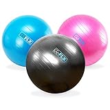 Gymnastikball, GoFLX 55cm / 65cm / 75cm Deluxe Anti Burst Fitnessball, Sitzball und Pezziball in einem – für Fitnessübungen, Yoga, Pilates oder als Bürostuhl – mit Pumpe - 2