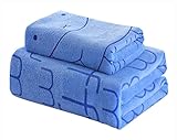 Set von 2 leichten saugfähigen Haushalt Badetücher Sport-Handtücher, blau