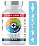 V Multi Spezial: 90 Multivitamin + Multimineral Kapseln – 22 Vitamine & Mineralien mit Extra Ginkgo Biloba & Ginseng in optimaler Bioverfügbarkeit für Körper und Geist – Qualität Made in Germany (1x74g) - 2