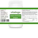 Schwarzkümmelöl Kapseln von vitalingo. Schwarzkümmel Öl Kapseln Inhalt: 90 Kapseln á 650mg. Zutaten je Kapsel: ägyptisches Schwarzkümmelöl (500mg), natürliches Vitamin E 5mg - 2