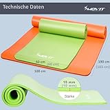 MOVIT Pilates Gymnastikmatte, phthalatfrei, SGS geprüft, L 190cm x B 100cm bzw 60cm, Stärke 1,5cm, 12 Farben - 4