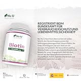 Biotin Haarwuchs – Ergänzungsmittel, 365 Tabletten (Versorgung für ein ganzes Jahr) Nu U hochdosiertes Biotin 10,000 mcg, Vitamin B7 für gesunde Haare, Nägel und Haut – für Vegetarier geeignet - 10