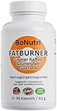 BoNutri Fettverbrenner Fatburner Fat Burner Appetithemmer 90 Kapseln Beste Qualität Konzentrat Hochdosiert konzentriert Hohe Tagesdosis Monatsbedarf Grüne Kaffeebohnen + Grüner Tee + Guarana Vegan Glutenfrei Laktosefrei Rückgaberecht