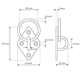 Edelstahl Wand- und Deckenbefestigung mit Edelstahlschrauben und Dübel – rostfrei – Augplatte mit Ring – Halterung / Befestigung für Sling-Trainer, Hängematte, Aerial Yoga, Sonnensegel - 5