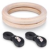 Excelvan Professionelle Einstellbare Birch Holz Gymnastik Crossfit Gym Strength Fitness Training Ringe PullUp Freiübungen - 9