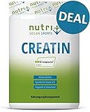 Nutri-Plus Vegan Sports Kreatin Pur 100 + Dosierlöffel - Ultrafeines Creatin-Monohydrat 500g - Neutral - Ohne Zusatzstoffe